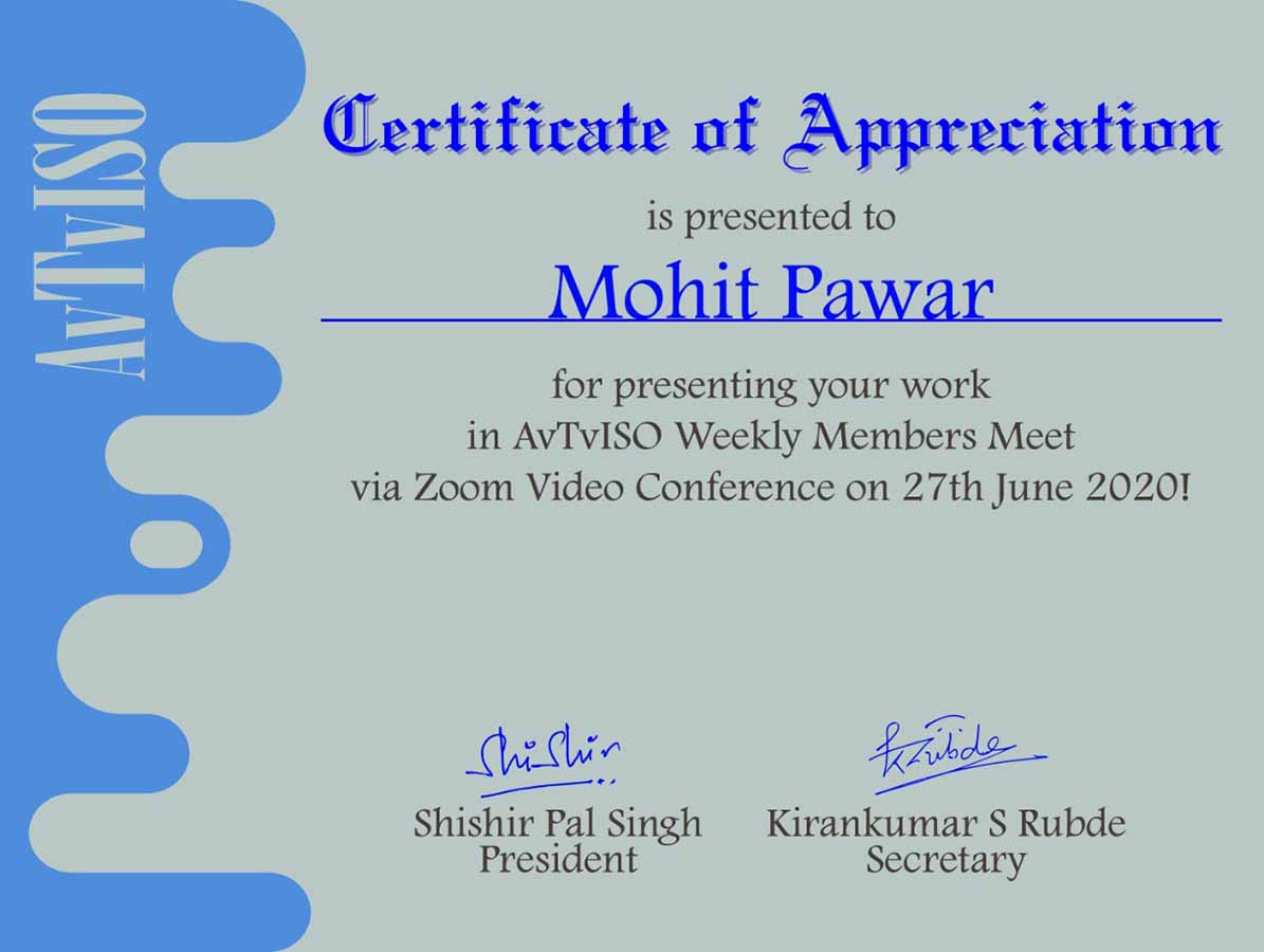 Certificate for Visitor of Weekly Online Meet